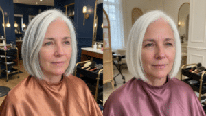 white hair with lowlights older women