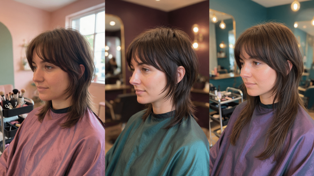 wolf cut with curtain bangs